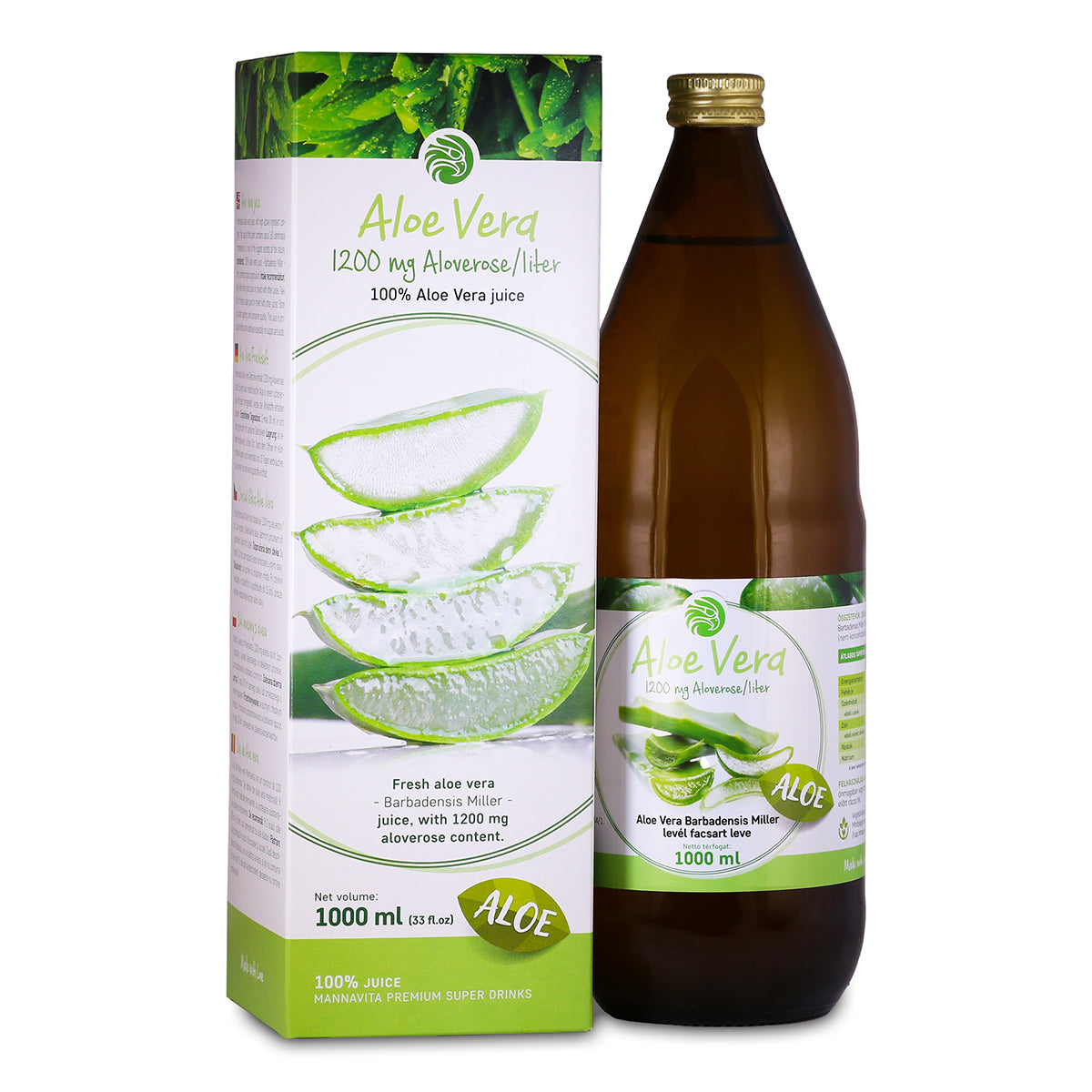 Mannavita Aloe vera, 100% čisti stisnjeni sok • 1000 ml