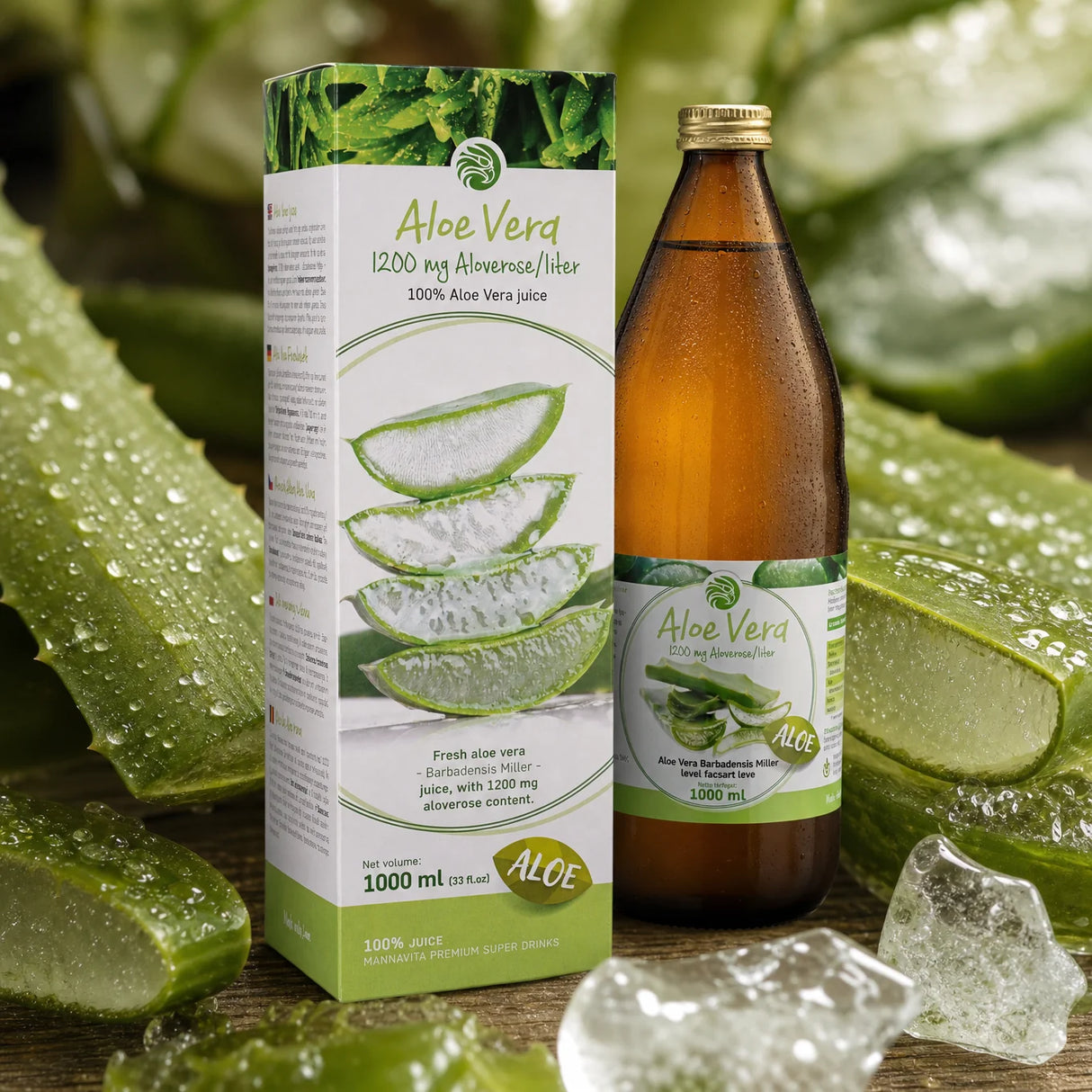 Mannavita Aloe vera, 100% čisti stisnjeni sok • 1000 ml
