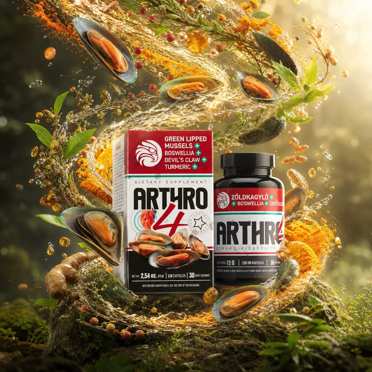 ARTHRO4 • Kompleks za sklepe in hrustanec • z Zelenousto školjko • 120 kapsul