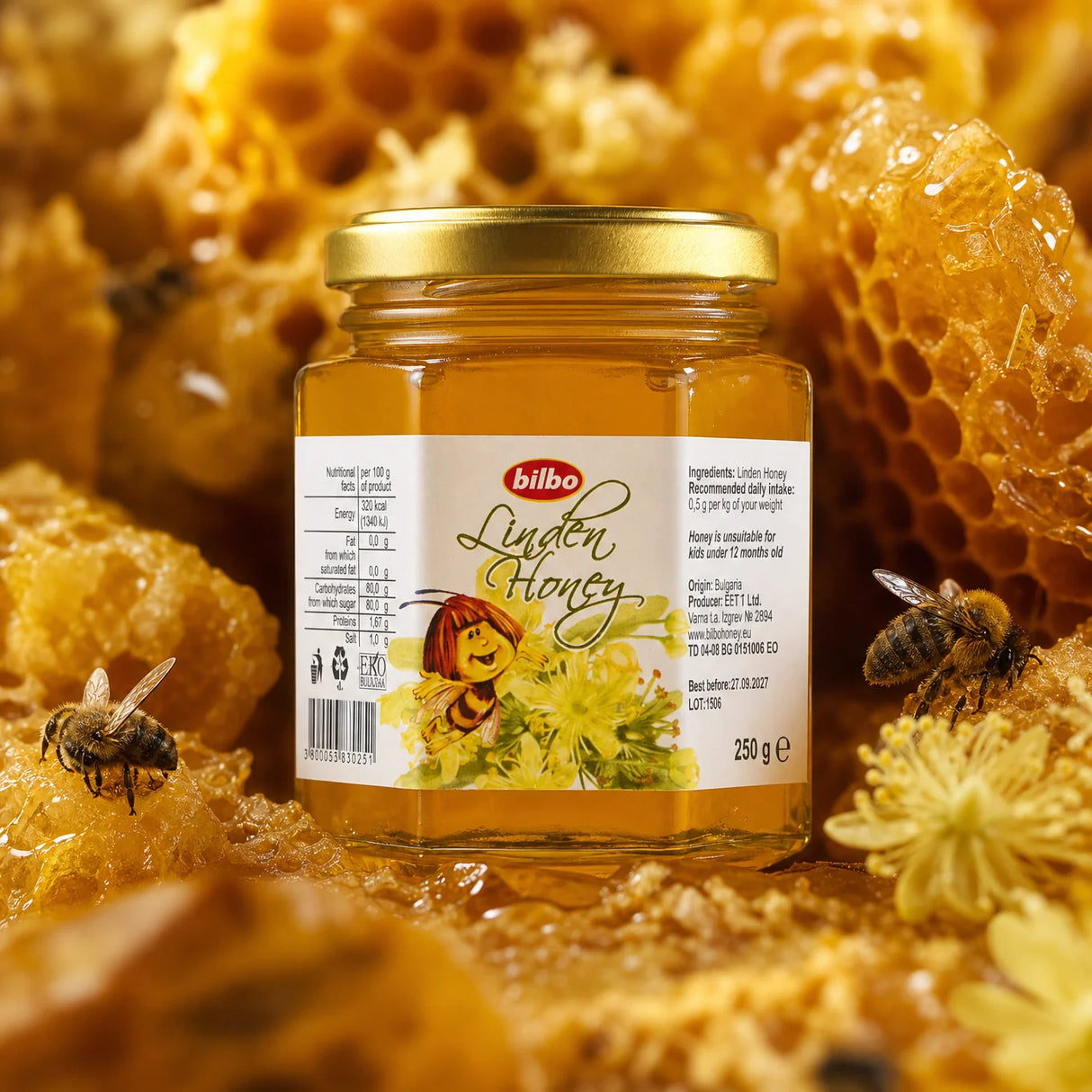 Bilbo surov med s kakavom • 250 g