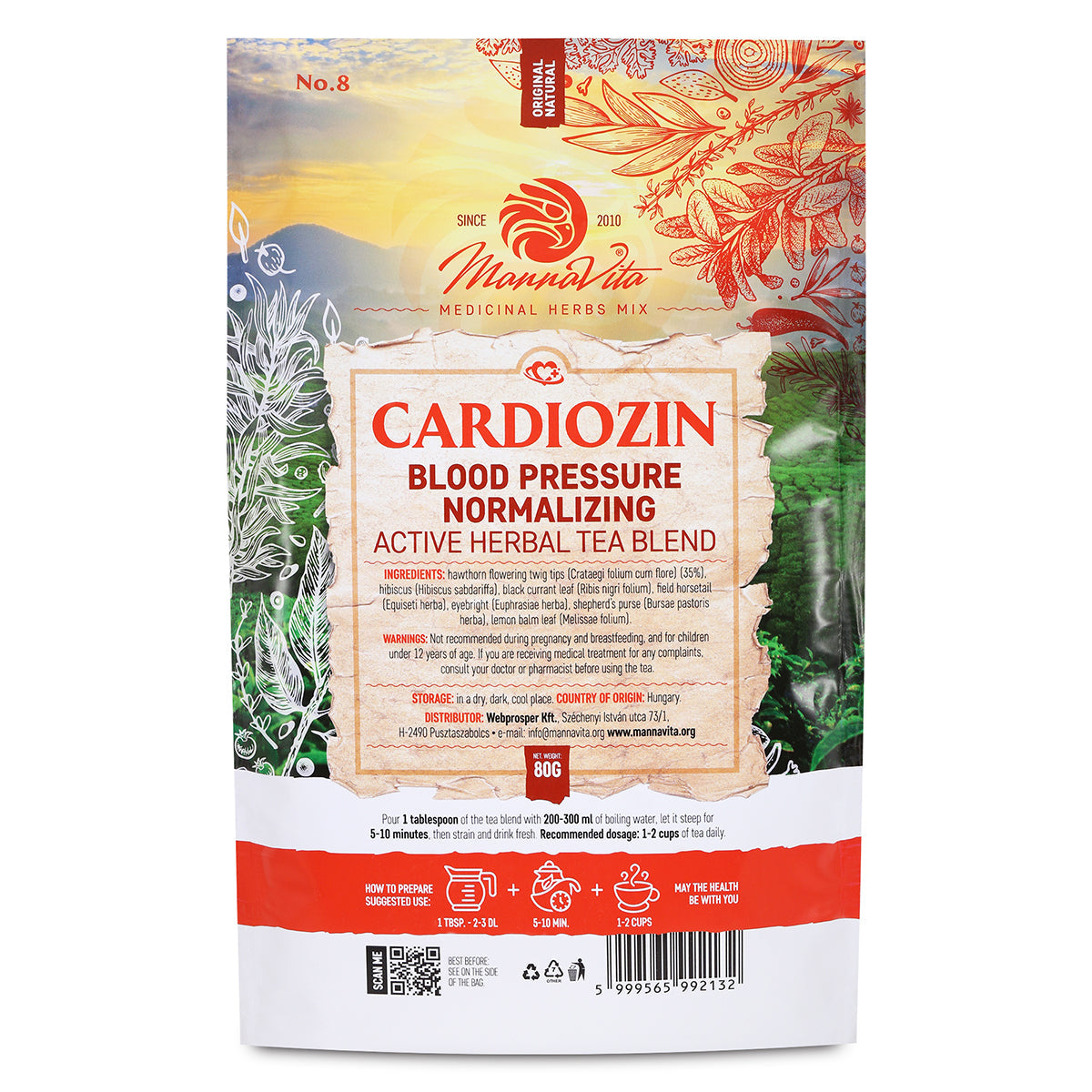 CARDIOZIN aktivna zeliščna čajna mešanica za normalizacijo krvnega tlaka • 80g