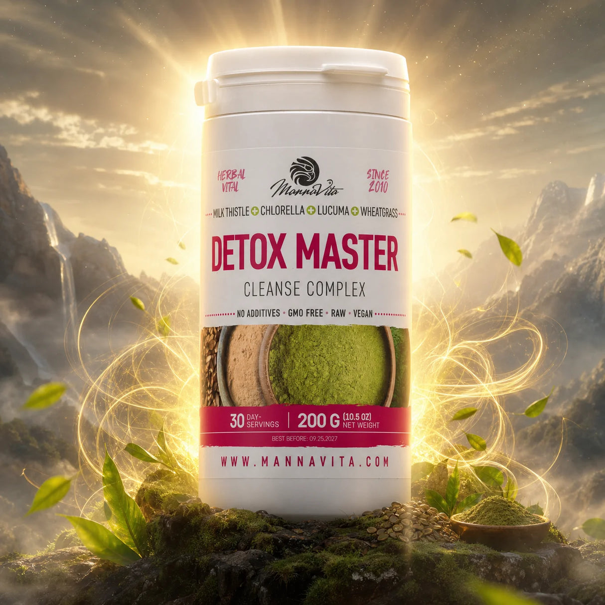 Mannavita Pegasti Badelj + Pšenična trava + Chlorella + Lucuma • 200 g