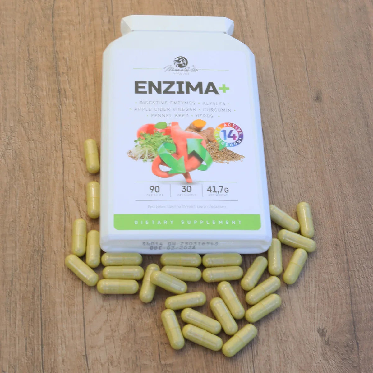 ENZIMA+ digestive enzymes complex with Betain HCL • 90 capsules - Mannavita