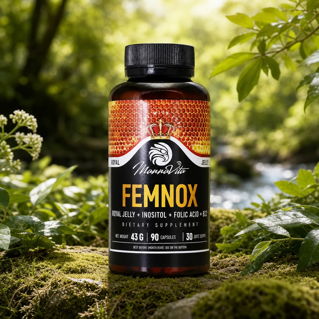 FEMNOX Matični mleček + Inozitol + Folna kislina + B12 kompleks • 90 kapsul