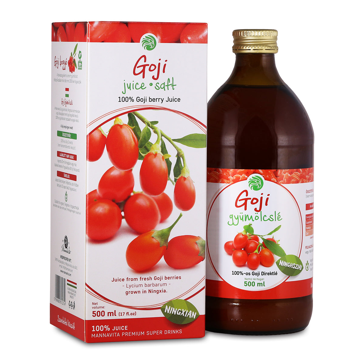 Mannavita Goji jagode, 100% čisti stisnjeni sok • 500 ml