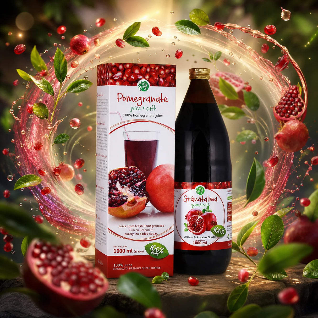 Mannavita Granatno jabolko, 100% čisti stisnjeni sok • 1000 ml
