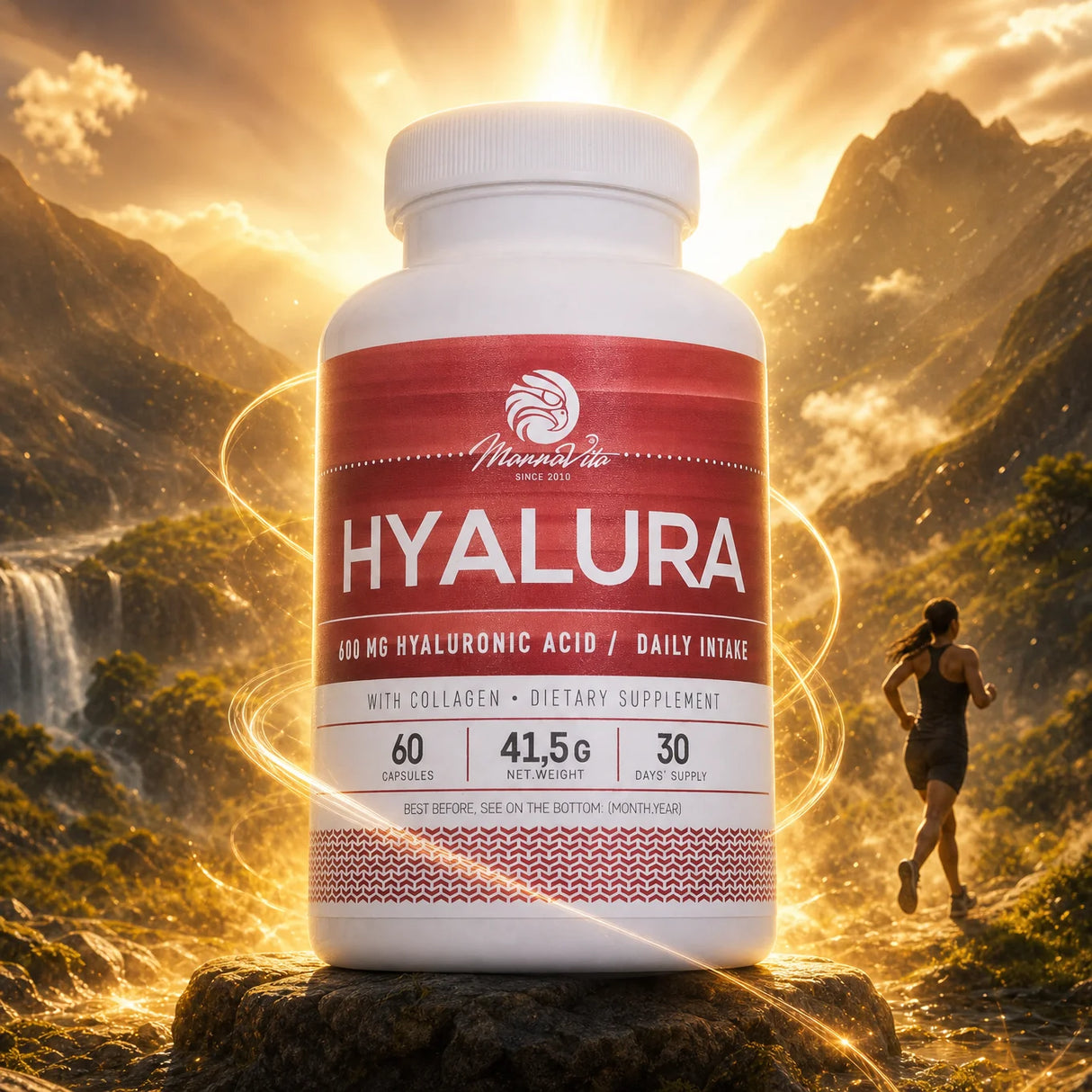Hyalura 600 mg Hialuronske kisline + Kolagenske kapsule • 60 kos.