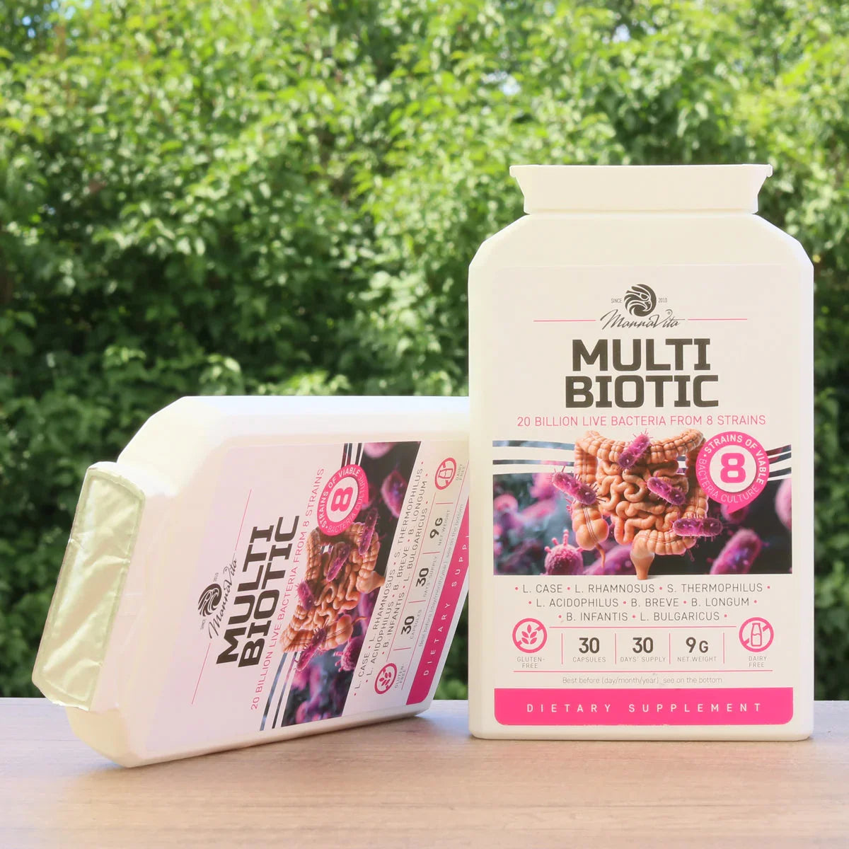 Multi Biotic probiotic • 20 billion bacteria from 8 strains • 30 capsules - Mannavita