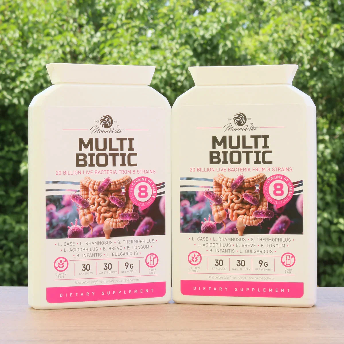 Multi Biotic probiotic • 20 billion bacteria from 8 strains • 30 capsules - Mannavita