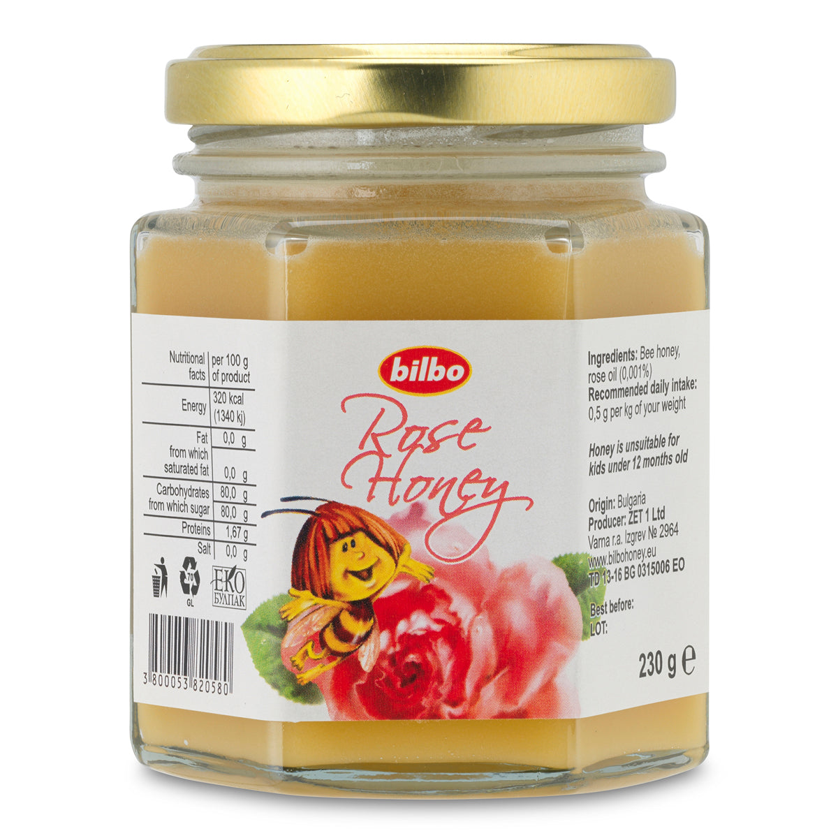 Bilbo surov rožni med • 230 g