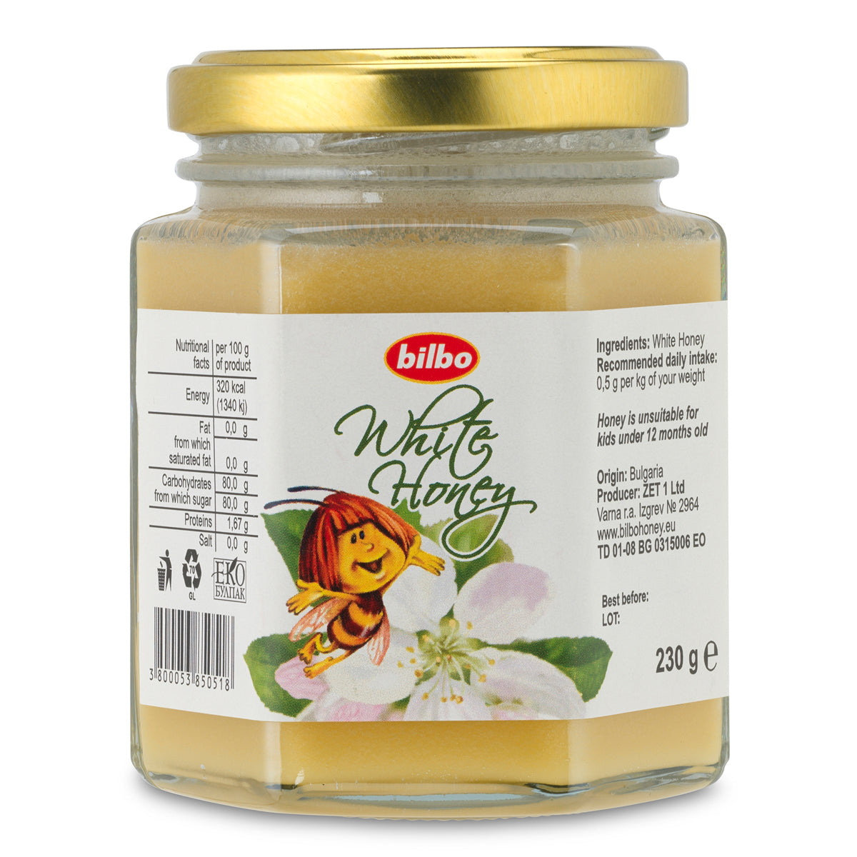 Bilbo surovi beli med • 230 g