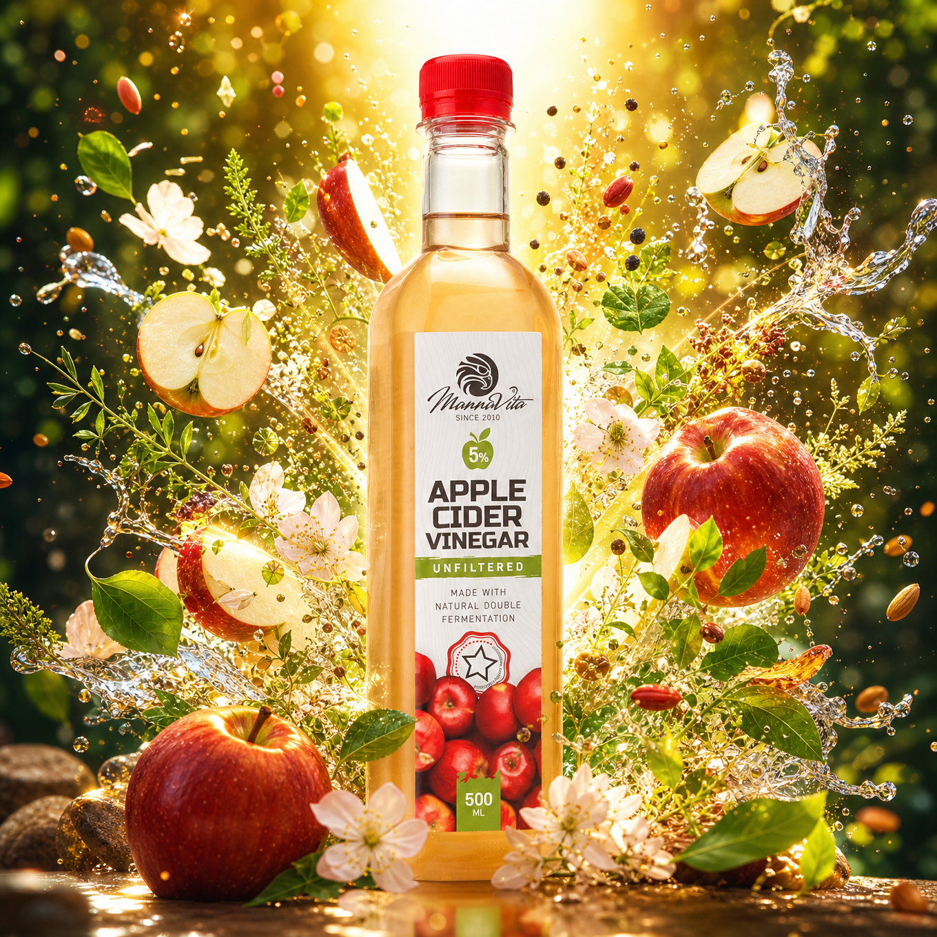 Mannavita nefiltrirani Jabolčni Kis z dvojno fermentacijo • 500 ml
