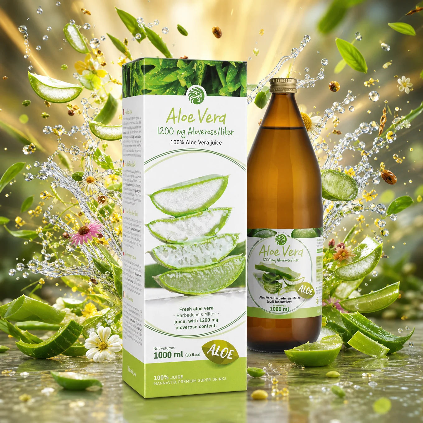 Mannavita Aloe vera, 100% čisti stisnjeni sok • 1000 ml