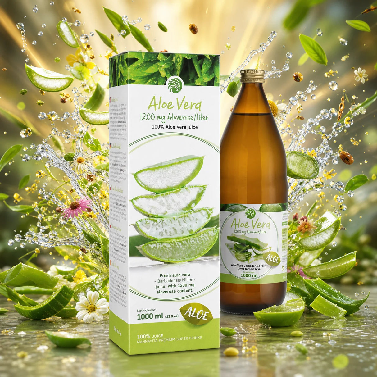 Mannavita Aloe vera, 100% čisti stisnjeni sok • 1000 ml