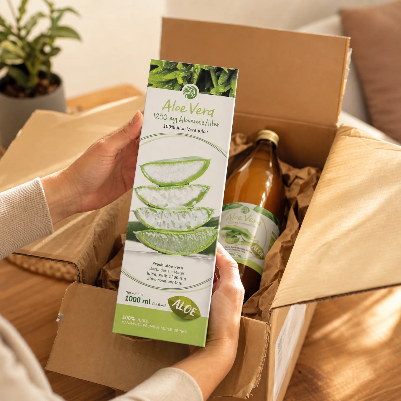 Mannavita Aloe vera, 100% čisti stisnjeni sok • 1000 ml