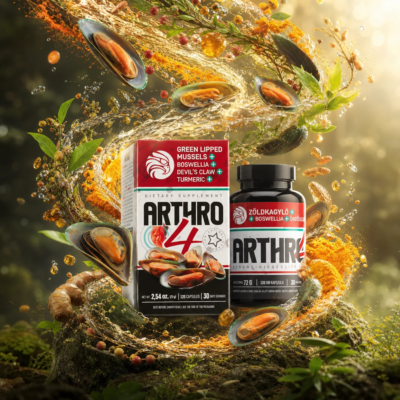 ARTHRO4 • Kompleks za sklepe in hrustanec • z Zelenousto školjko • 120 kapsul