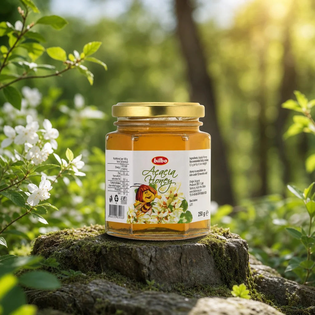 Bilbo surov med s kakavom • 250 g