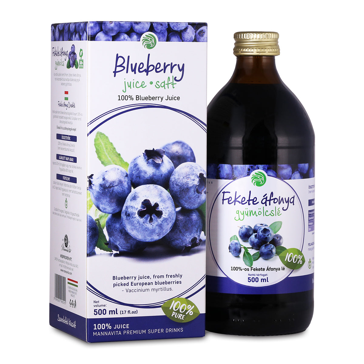 Mannavita Borovnica, 100% čisti stisnjeni sok • 500 ml