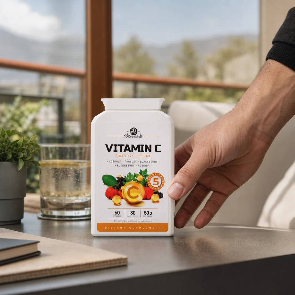Mannavita Vitamin C kompleks • 250 mg bioaktivnega • 60 kapsul
