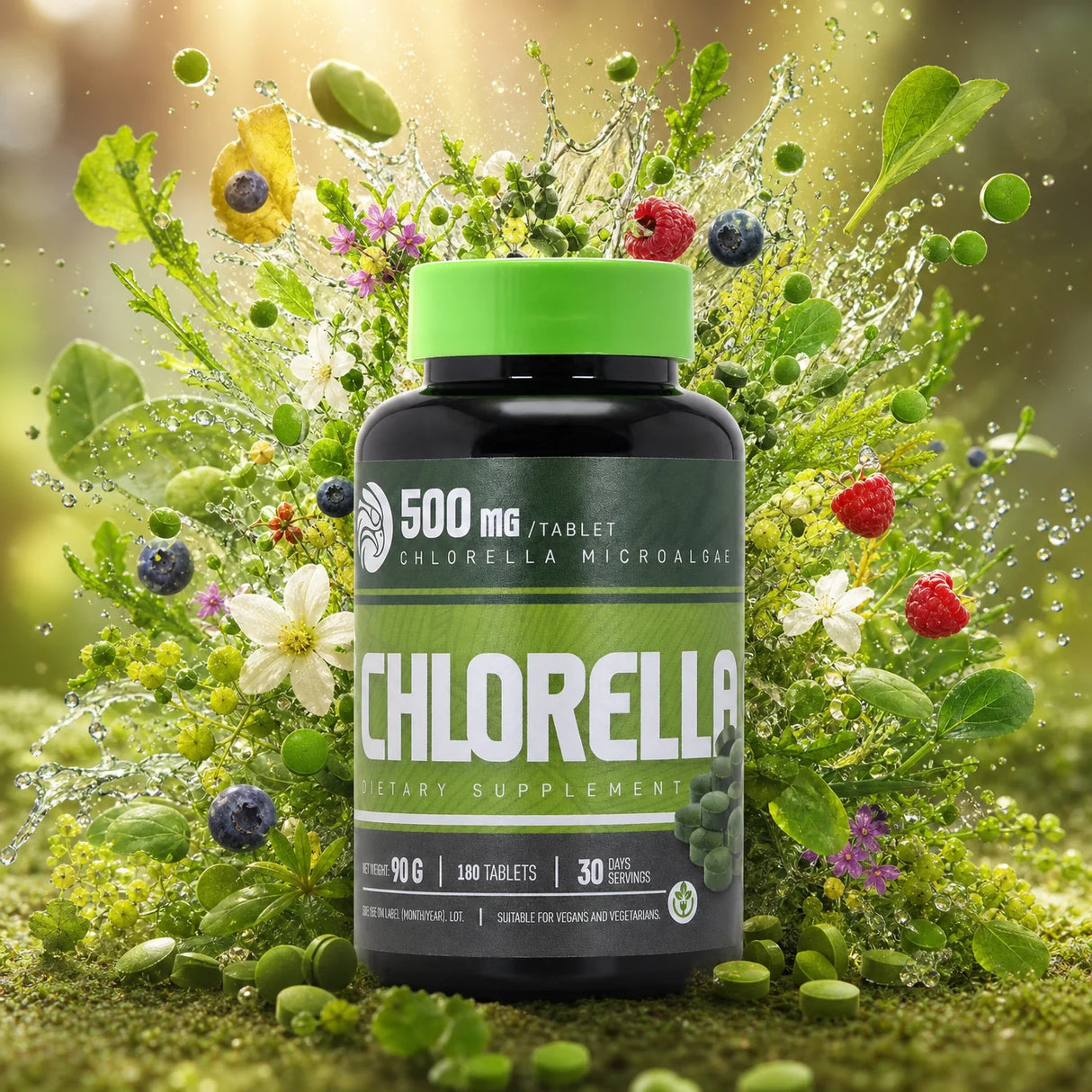 Mannavita Chlorella tablete 500 mg • 180 kos.