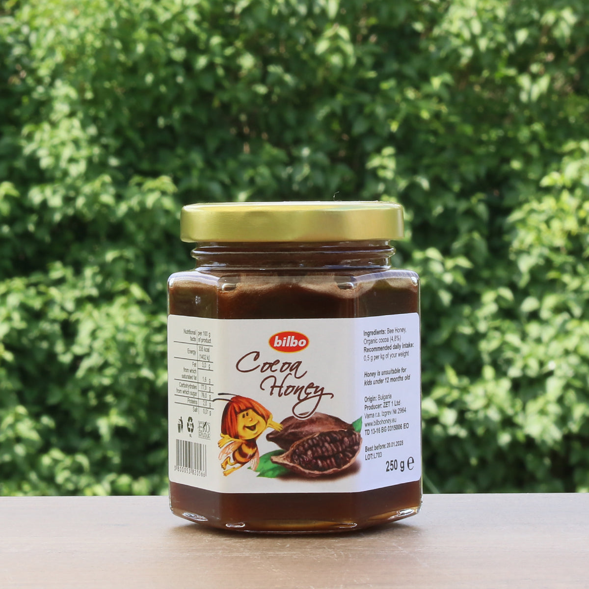 Bilbo surov med s kakavom • 250 g
