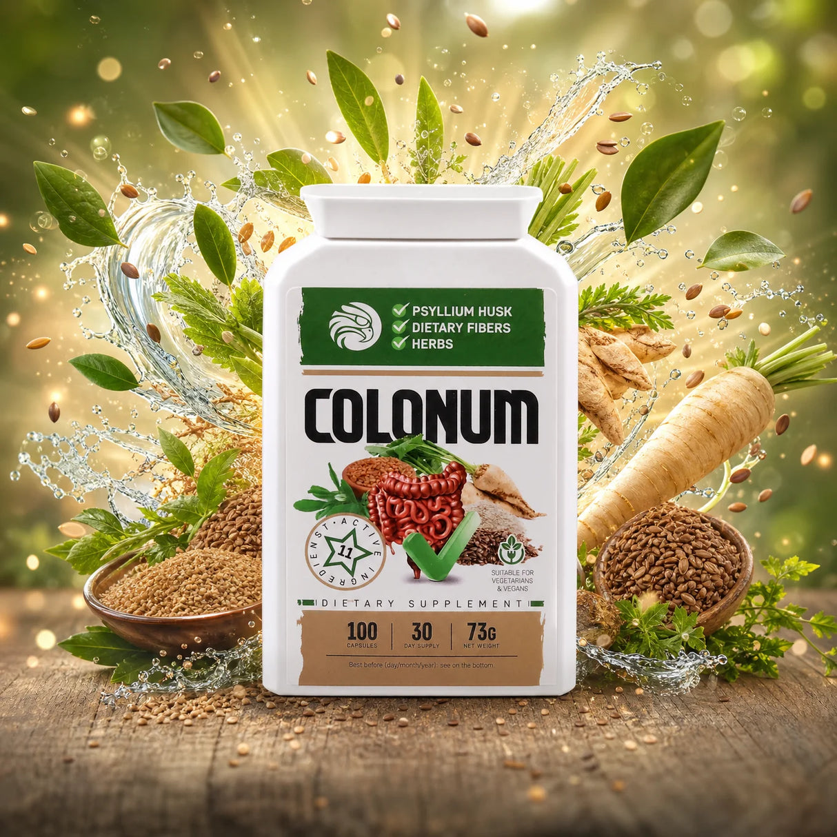 COLONUM • Kapsule za čiščenje črevesja in obnovo prebavil • 100 kapsul