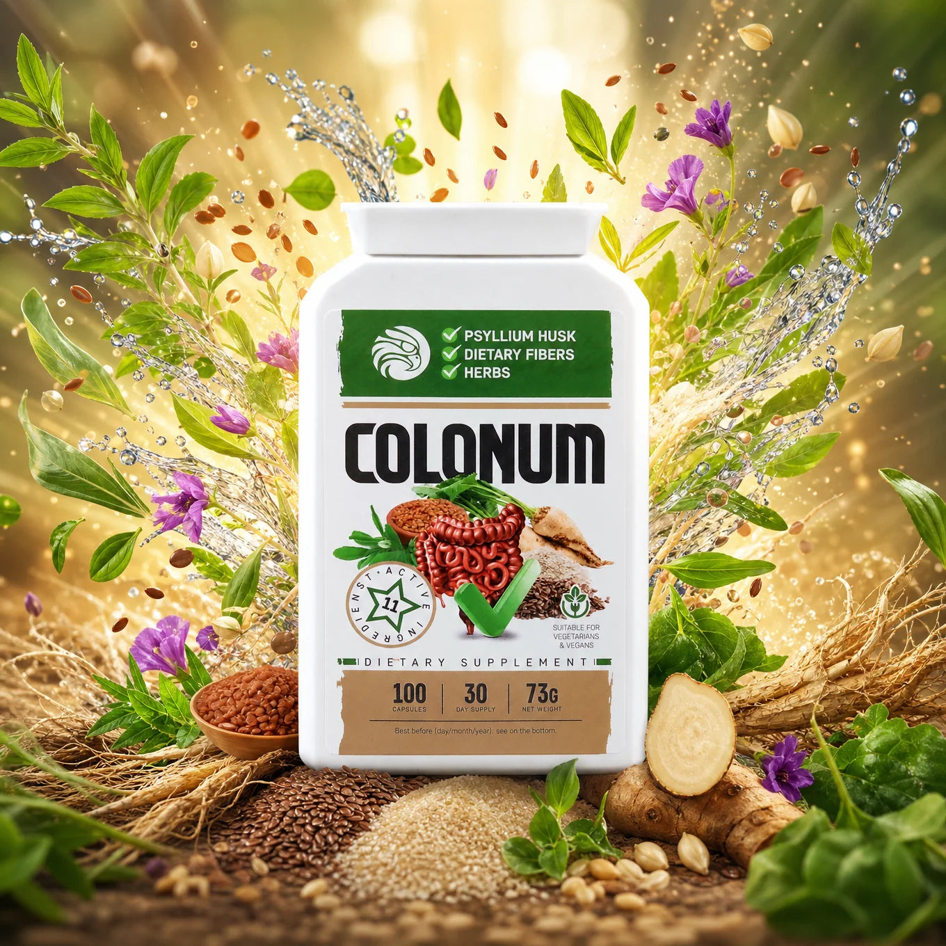 COLONUM • Kapsule za čiščenje črevesja in obnovo prebavil • 100 kapsul
