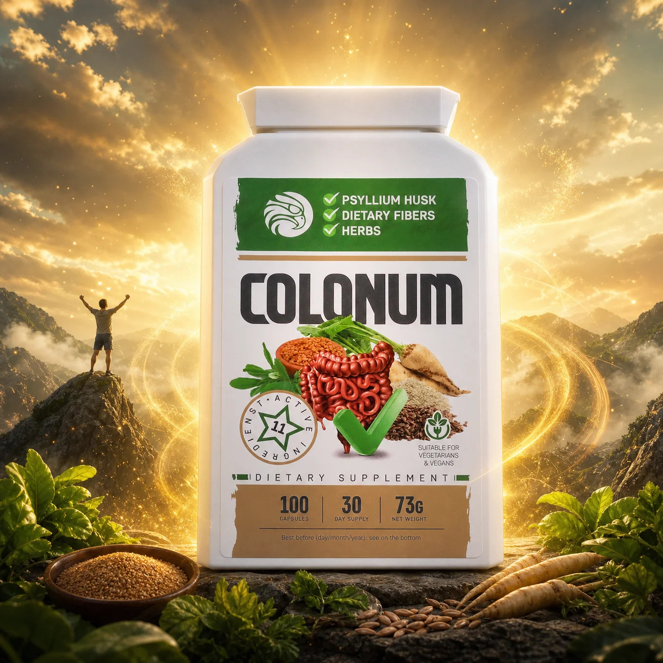 COLONUM • Kapsule za čiščenje črevesja in obnovo prebavil • 100 kapsul