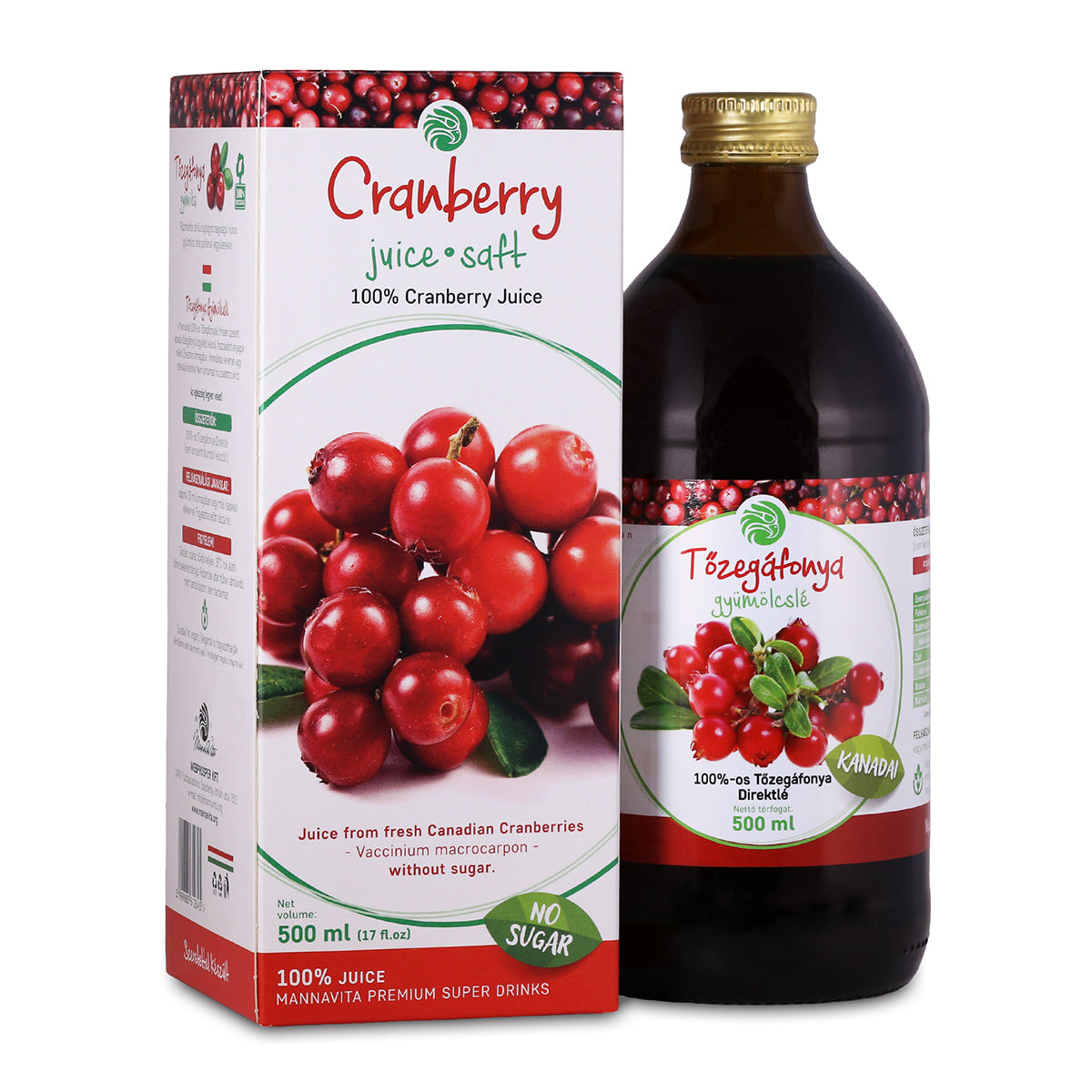 Mannavita Brusnica, 100% čisti stisnjeni sok • 500 ml