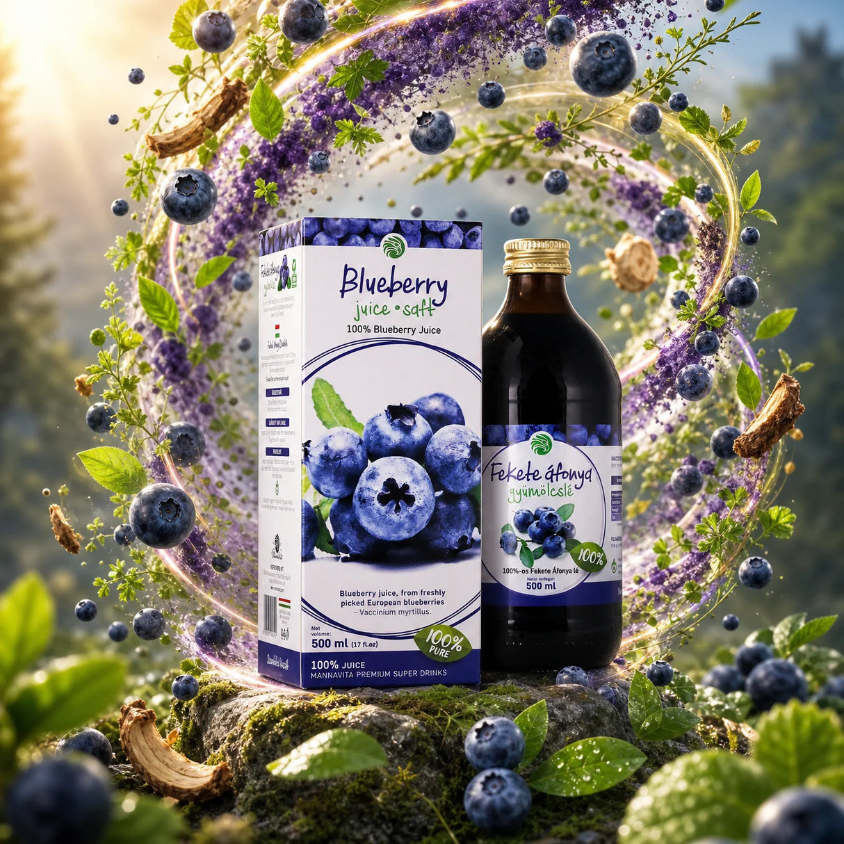 Mannavita Borovnica, 100% čisti stisnjeni sok • 500 ml
