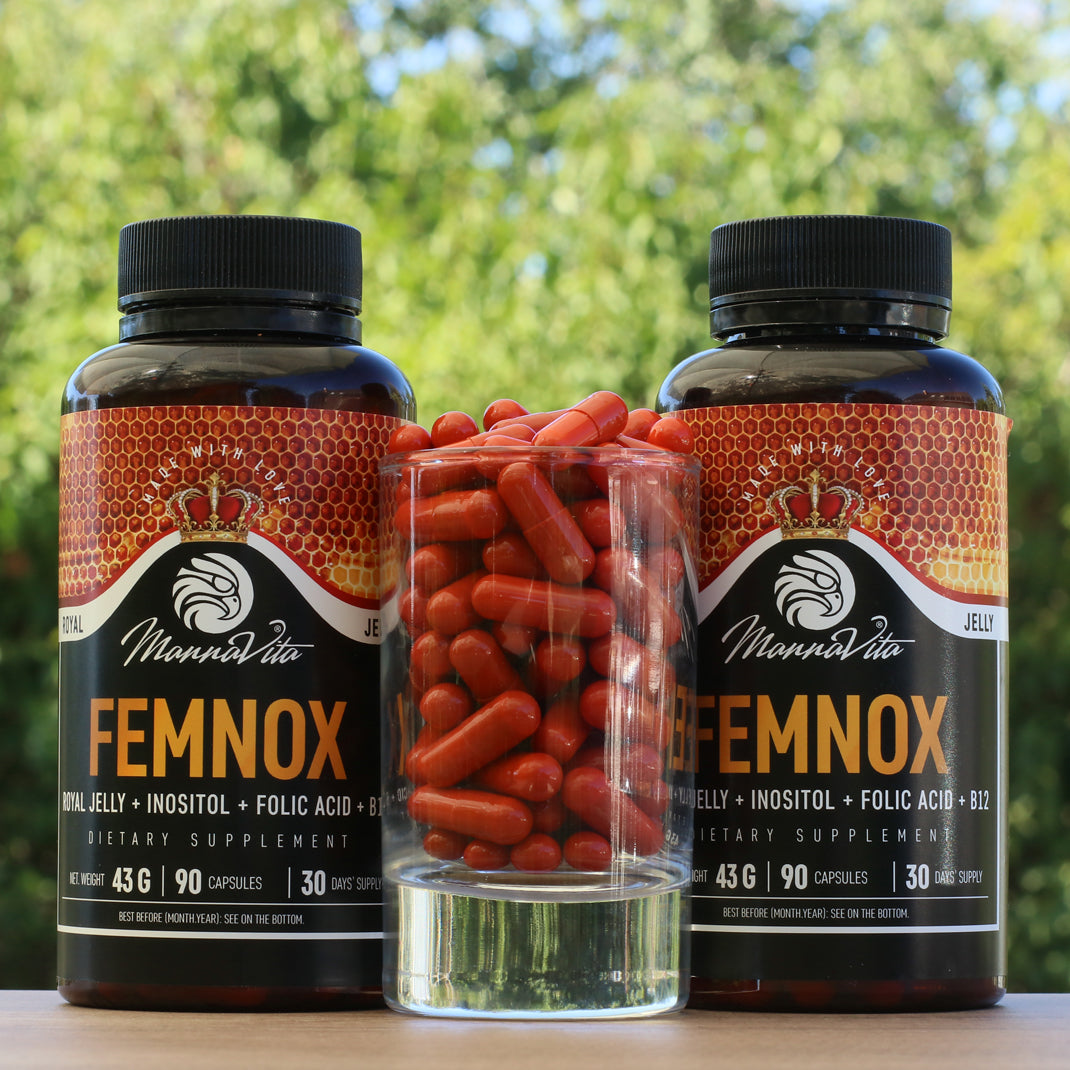 FEMNOX Matični mleček + Inozitol + Folna kislina + B12 kompleks • 90 kapsul