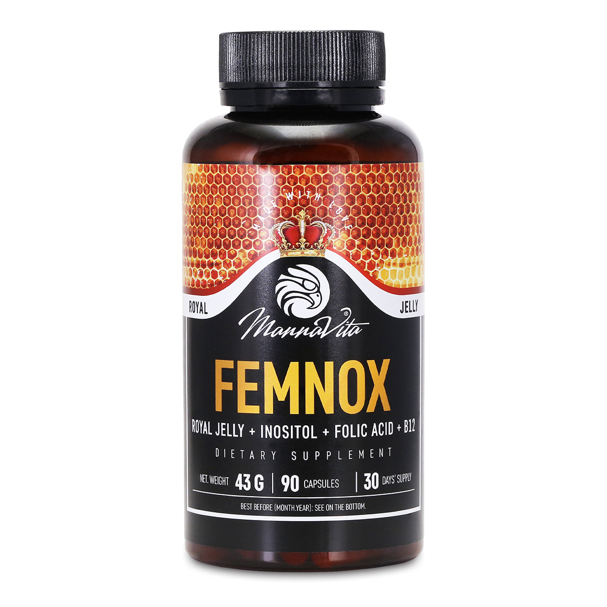 FEMNOX Matični mleček + Inozitol + Folna kislina + B12 kompleks • 90 kapsul