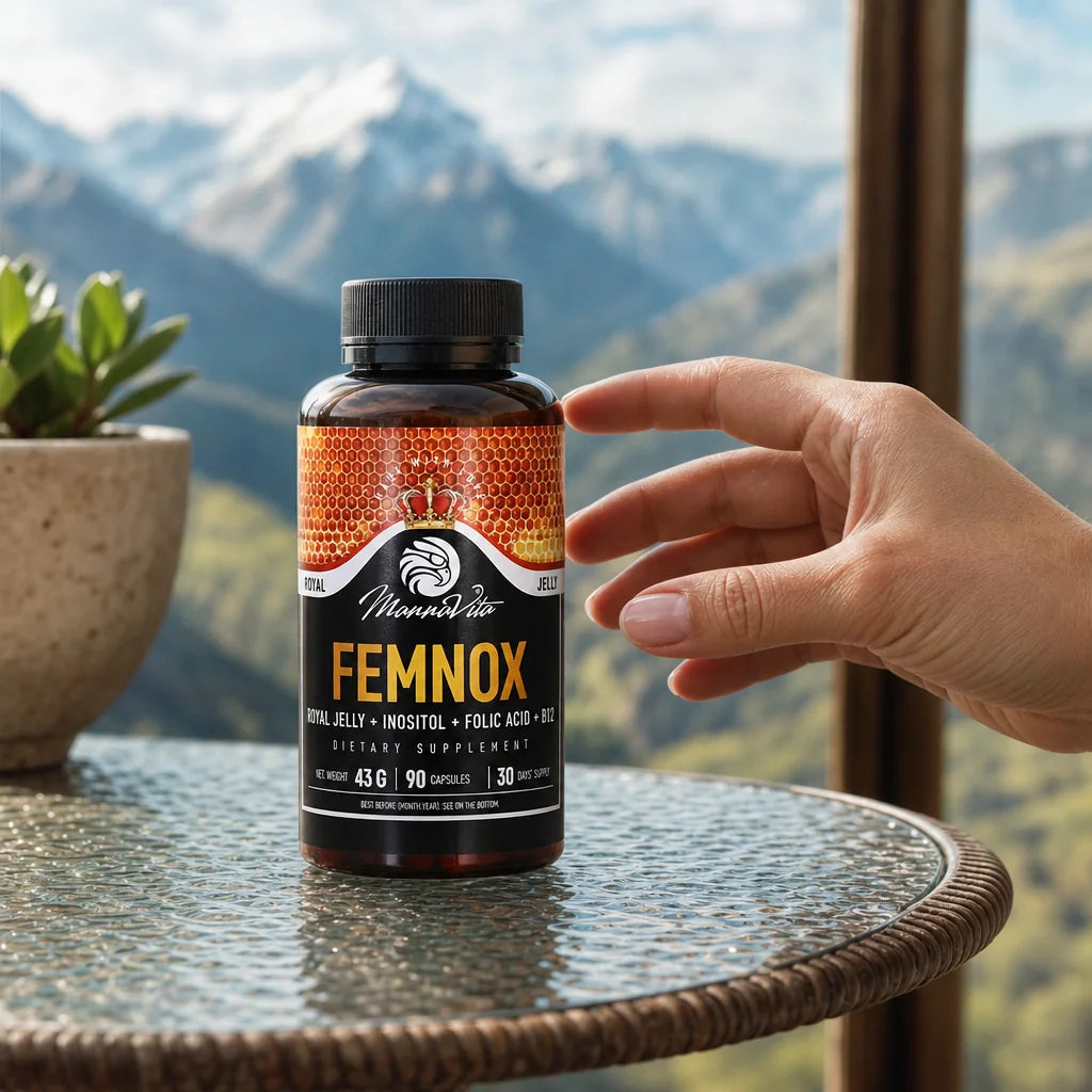 FEMNOX Matični mleček + Inozitol + Folna kislina + B12 kompleks • 90 kapsul