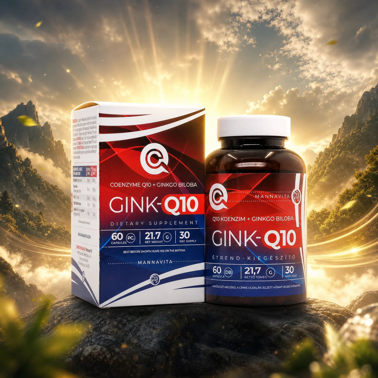GINK-Q10 • Kompleks + Koencim q10 + Ginkgo Biloba • 60 kapsul