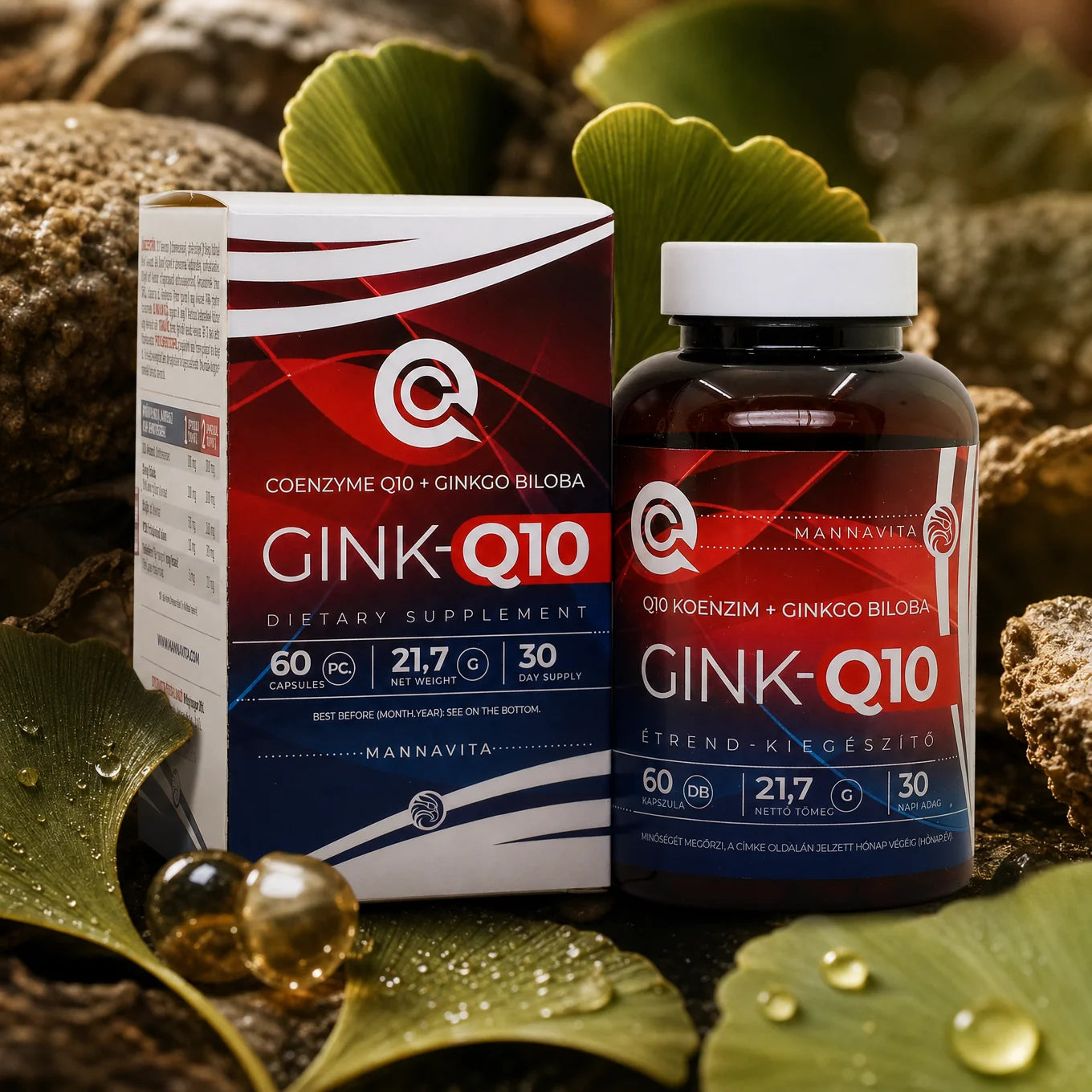 GINK-Q10 • Kompleks + Koencim q10 + Ginkgo Biloba • 60 kapsul