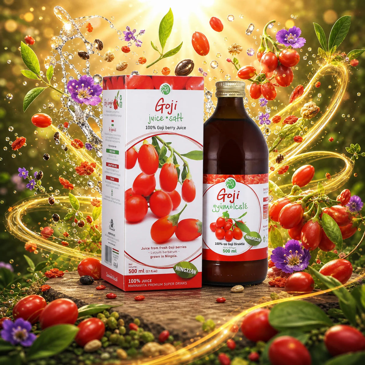 Mannavita Goji jagode, 100% čisti stisnjeni sok • 500 ml
