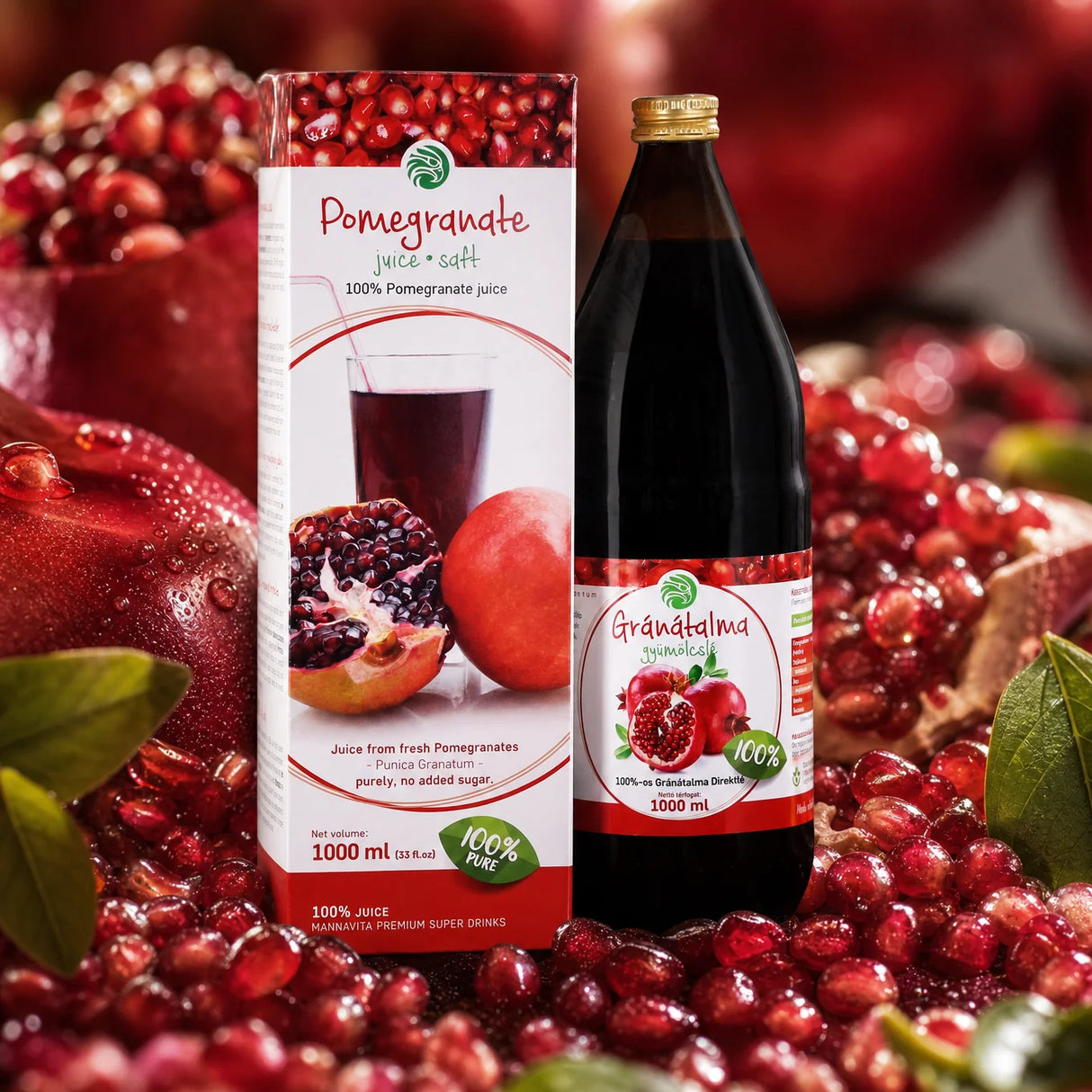 Mannavita Granatno jabolko, 100% čisti stisnjeni sok • 1000 ml