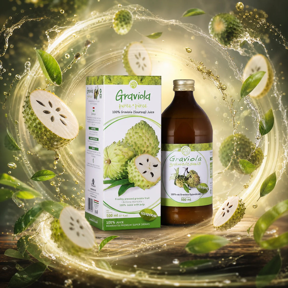 Mannavita Graviola, 100% čisti stisnjeni pire • 500 ml