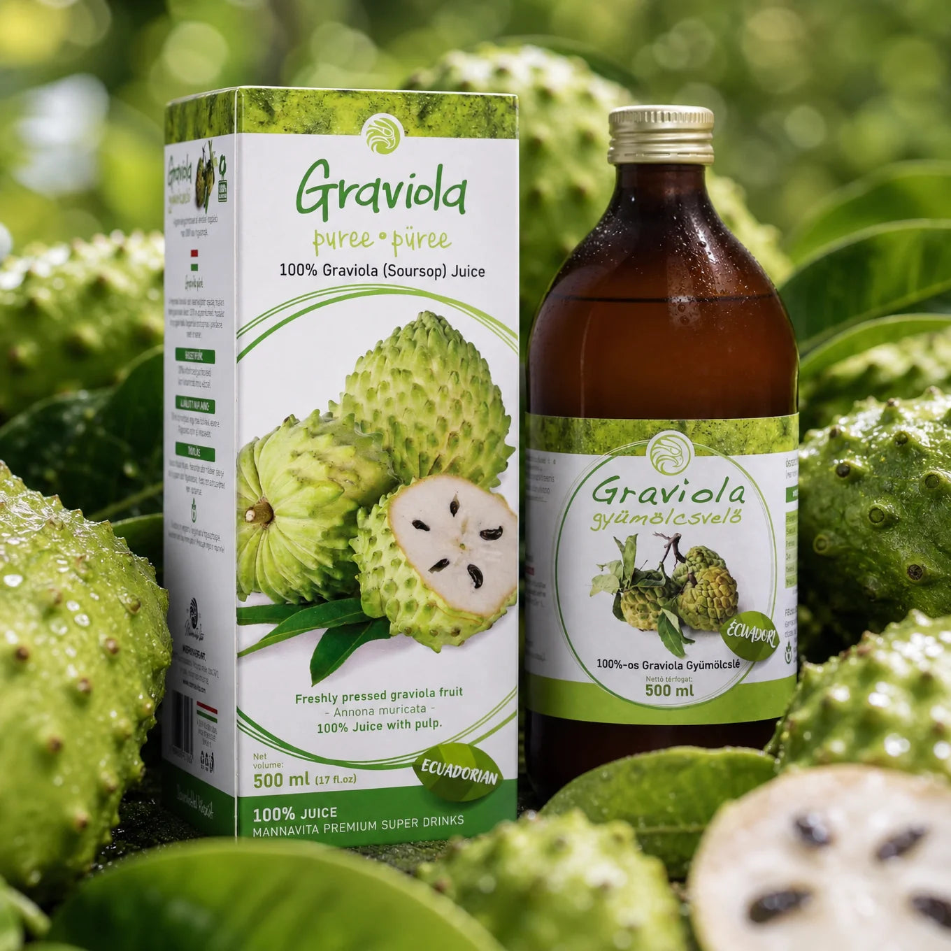 Mannavita Graviola, 100% čisti stisnjeni pire • 500 ml
