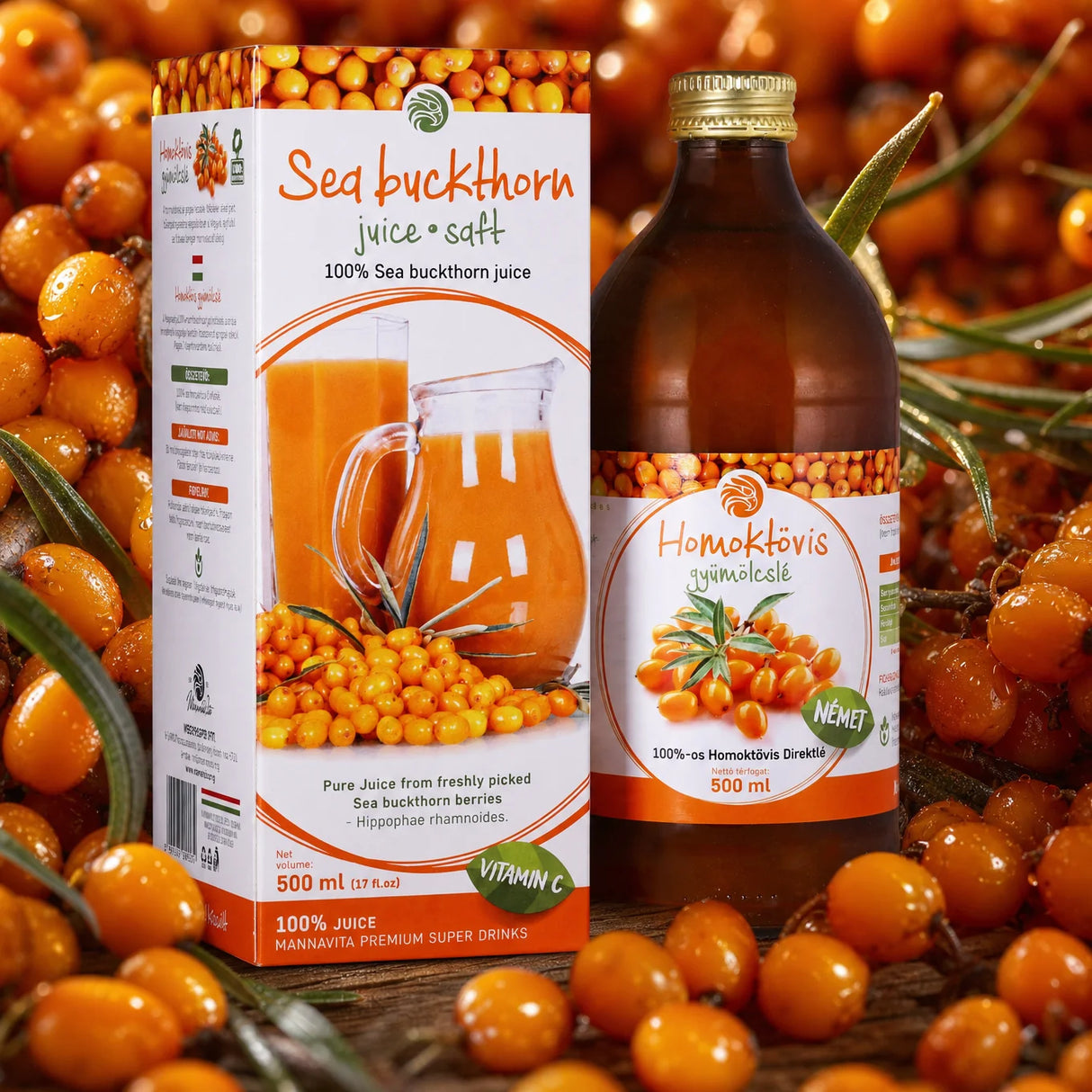 Mannavita Rakitovec, 100% čisti stisnjeni sok • 500 ml