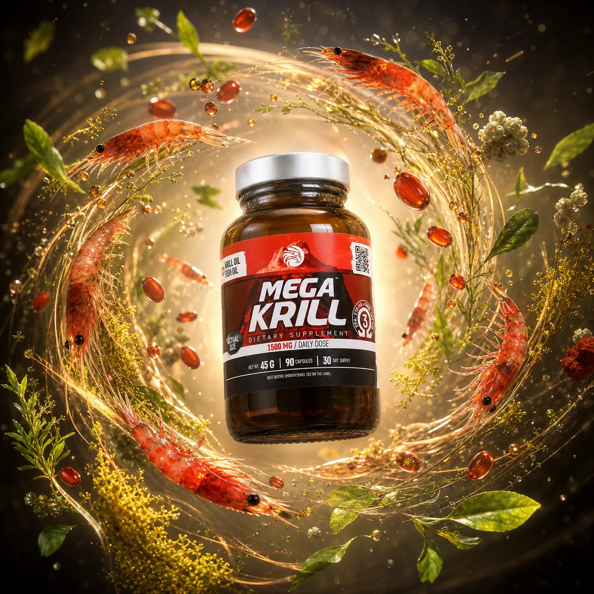 MegaKRILL 1500 mg olje krila + ribje olje • 90 kapsul