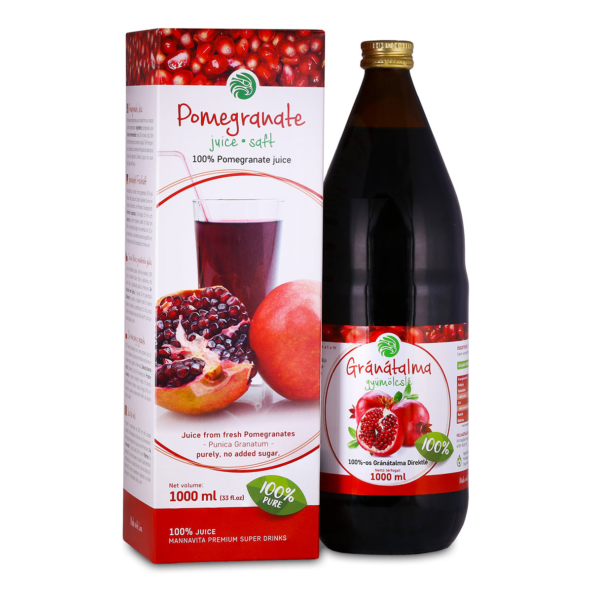 Mannavita Granatno jabolko, 100% čisti stisnjeni sok • 1000 ml