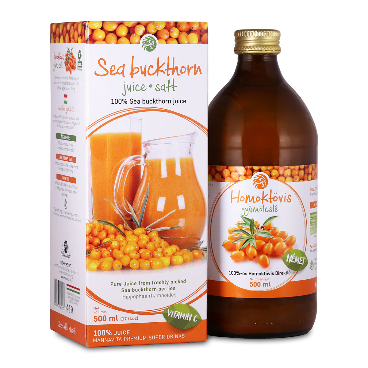 Mannavita Rakitovec, 100% čisti stisnjeni sok • 500 ml