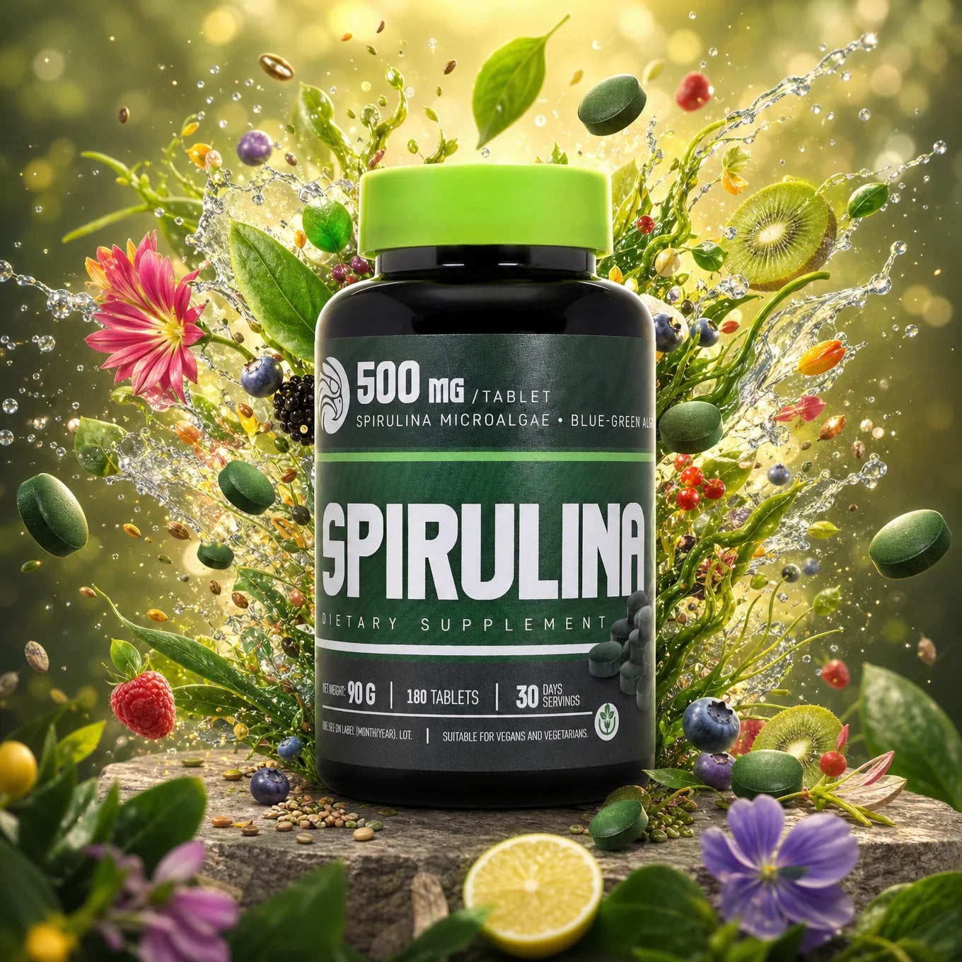 Mannavita Spirulina tablete 500 mg • 180 kos.