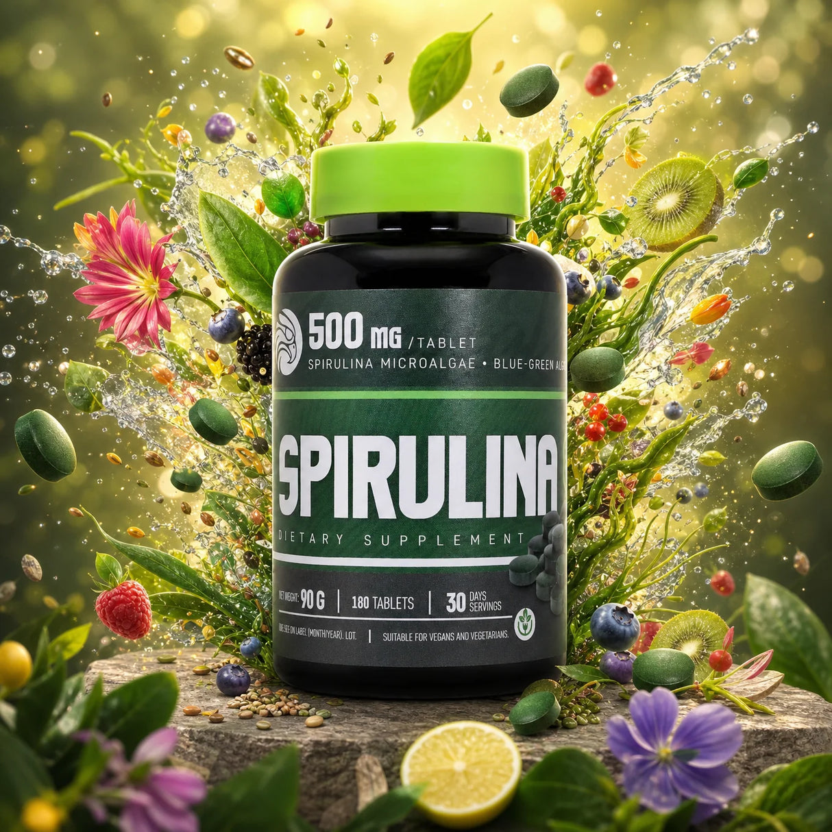 Mannavita Spirulina tablete 500 mg • 180 kos.