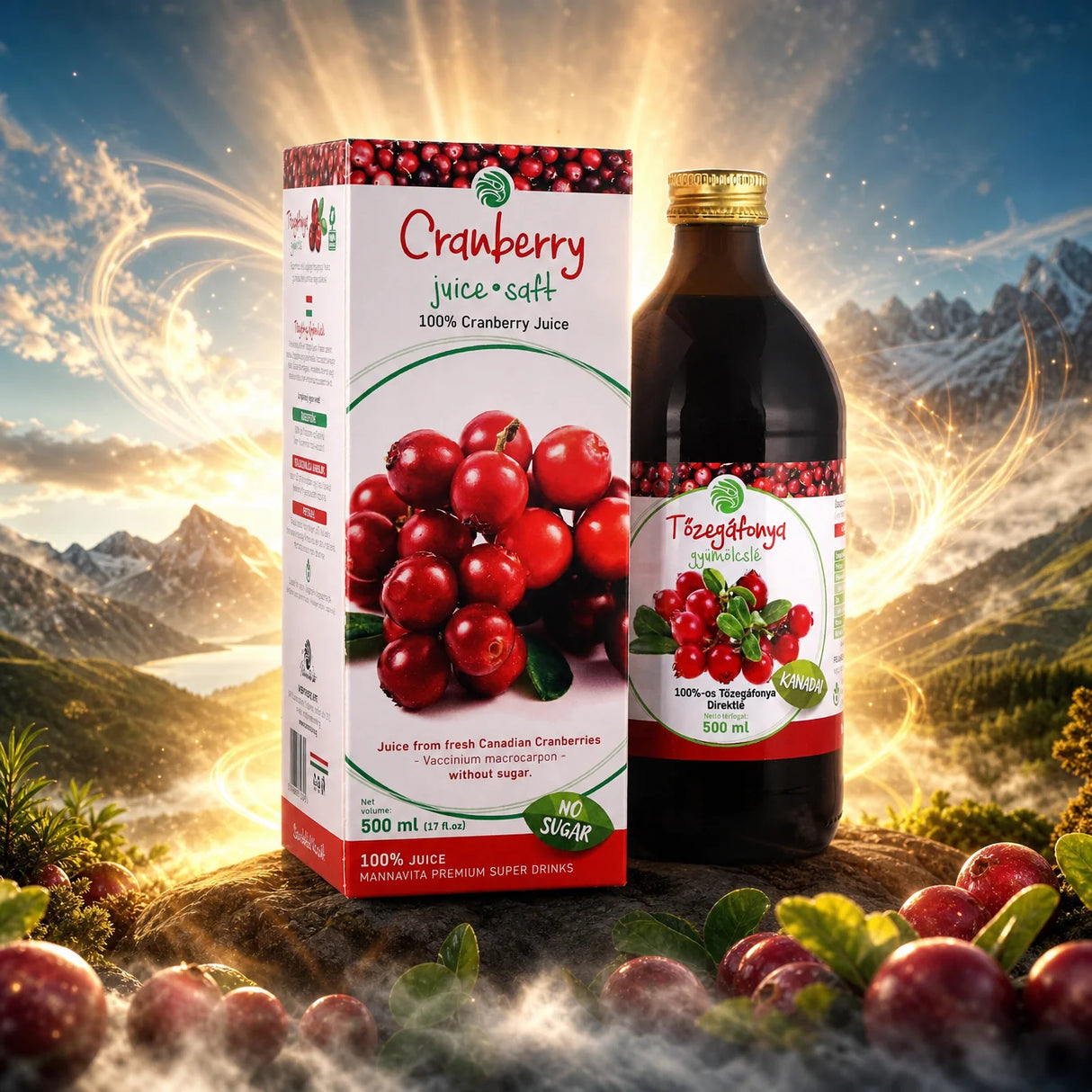 Mannavita Brusnica, 100% čisti stisnjeni sok • 500 ml